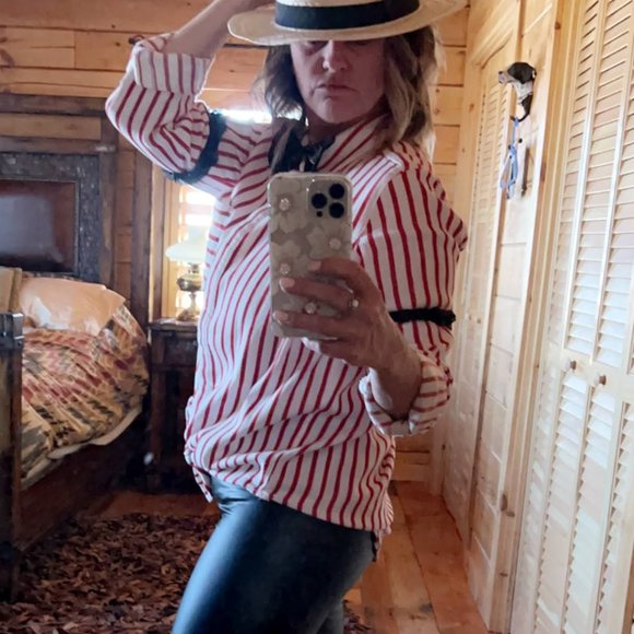 🎪 [Liz Claiborne] Striped Button-down Shirt size M - Picture 12 of 12